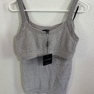 Grey Reza Ribbed Sweater Set